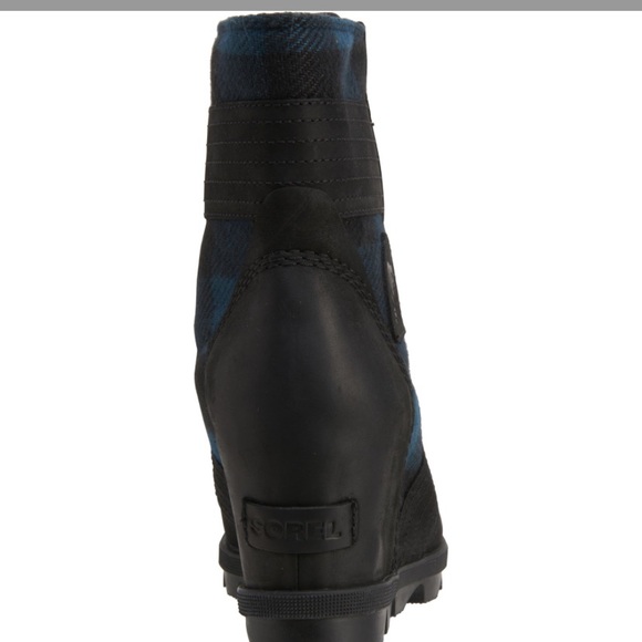 New! Sorel Lexie Wedge Boot Teal Blue & Black Buffalo Check Plaid - Picture 8 of 8